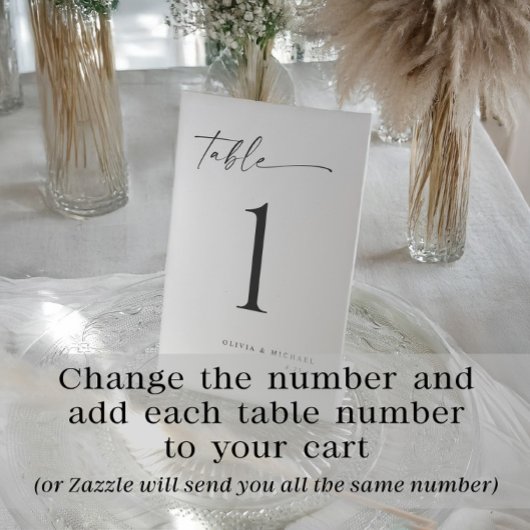 Elegant Modern Handwriting Wedding Table Numbers Reclamebord Met Voetstuk