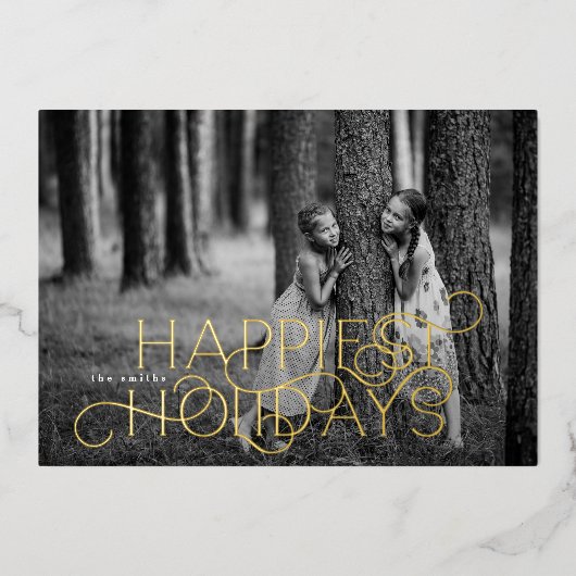 Elegant Modern Happiest Feestdagen 2 foto (Voorkant)