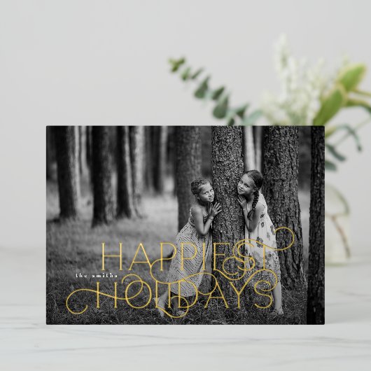 Elegant Modern Happiest Feestdagen 2 foto (Staand Voorkant)