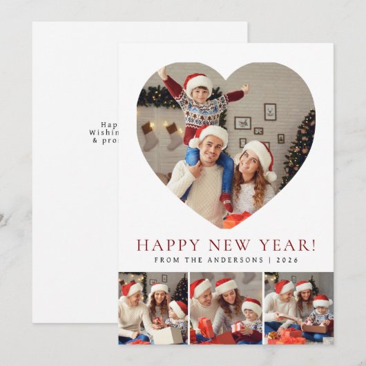 Elegant Modern Happy New Year 2026 Family Photo Feestdagenkaart (Voorkant / Achterkant)