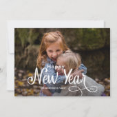Elegant modern Happy Nieuwjaar 3 Fotoscript Feestdagenkaart (Voorkant)