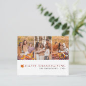 Elegant Modern Happy Thanksgiving Autumn 3 Photo Feestdagenkaart (Staand voorkant)