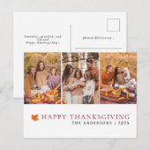 Elegant Modern Happy Thanksgiving Autumn 3 Photo Feestdagenkaart (Voorkant / Achterkant)