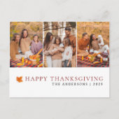 Elegant Modern Happy Thanksgiving Autumn 3 Photo Feestdagenkaart (Voorkant)