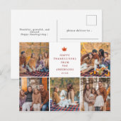 Elegant Modern Happy Thanksgiving Autumn 5 Photo Feestdagenkaart (Voorkant / Achterkant)