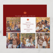 Elegant Modern Happy Thanksgiving Autumn 5 Photo Feestdagenkaart (Voorkant / Achterkant)