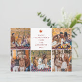 Elegant Modern Happy Thanksgiving Autumn 5 Photo Feestdagenkaart (Staand voorkant)