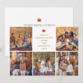 Elegant Modern Happy Thanksgiving Autumn 5 Photo Feestdagenkaart (Voorkant / Achterkant)