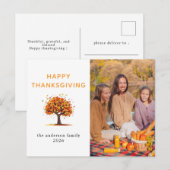 Elegant Modern Happy Thanksgiving Autumn Photo Feestdagenkaart (Voorkant / Achterkant)