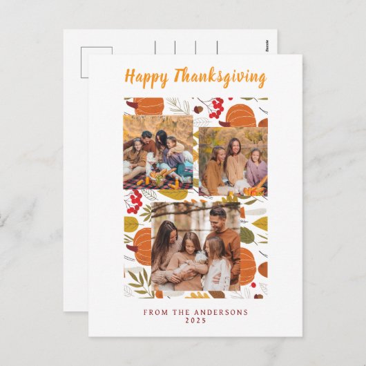 Elegant Modern Happy Thanksgiving Autumn Photo Feestdagenkaart (Voorkant / Achterkant)
