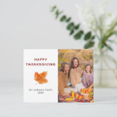 Elegant Modern Happy Thanksgiving Autumn Photo Feestdagenkaart (Staand voorkant)
