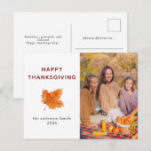 Elegant Modern Happy Thanksgiving Autumn Photo Feestdagenkaart (Voorkant / Achterkant)