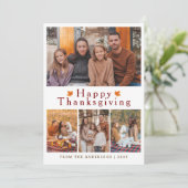 Elegant Modern Happy Thanksgiving Autumn Photo Feestdagenkaart (Staand voorkant)