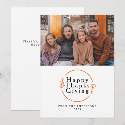 Elegant Modern Happy Thanksgiving Autumn Photo Feestdagenkaart (Voorkant / Achterkant)