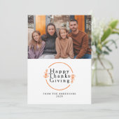 Elegant Modern Happy Thanksgiving Autumn Photo Feestdagenkaart (Staand voorkant)