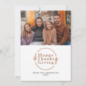 Elegant Modern Happy Thanksgiving Autumn Photo Feestdagenkaart (Voorkant)