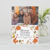 Elegant Modern Happy Thanksgiving Autumn Photo Feestdagenkaart (Staand voorkant)
