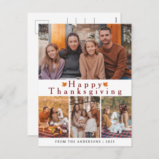 Elegant Modern Happy Thanksgiving Autumn Photo Feestdagenkaart (Voorkant / Achterkant)