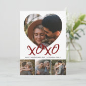 Elegant Modern Happy Valentine's Day 4 Photo Feestdagenkaart (Staand voorkant)