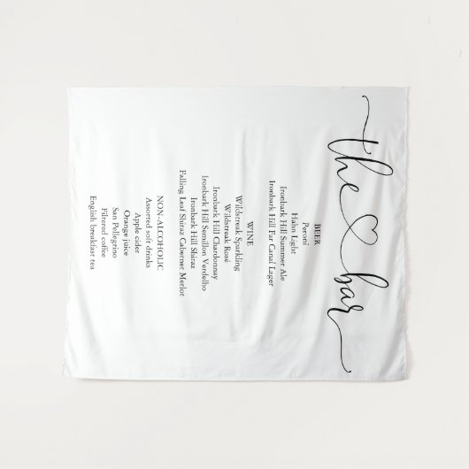 Elegant Modern Hart Script Barmenu Wandkleed (Voorkant (horizontaal))