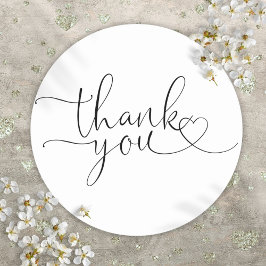 Elegant Modern Hart Script Bedankt Ronde Sticker