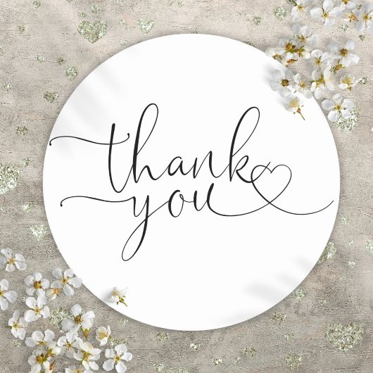 Elegant Modern Hart Script Bedankt Ronde Sticker