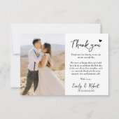 Elegant Modern Hart Script Foto Bruiloft Bedankkaart (Voorkant)