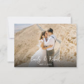 Elegant Modern Hart Script Foto Bruiloft Bedankkaart (Achterkant)