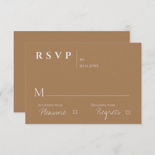 Elegant modern hedendaags minimalistisch huwelijk RSVP kaartje (Voorkant / Achterkant)