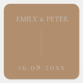 Elegant modern hedendaags minimalistisch huwelijk vierkante sticker (Voorkant)