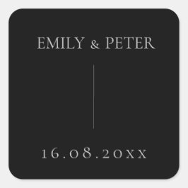 Elegant modern hedendaags minimalistisch huwelijk vierkante sticker