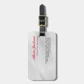 Elegant modern, hedendaags stijlgrijs rood bagagelabel (Voorkant verticaal)