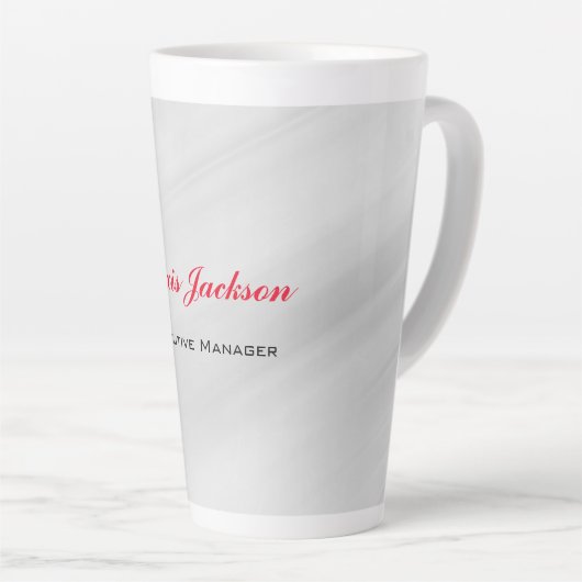 Elegant modern, hedendaags stijlgrijs rood latte mok (Rechterhoek)