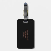 elegant, modern, helder roos goud diamant zwart bagagelabel (Achterkant verticaal)