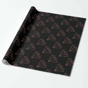 elegant, modern, helder roos goud diamant zwart cadeaupapier