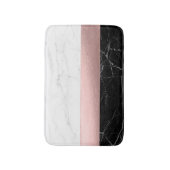 elegant modern, helder zwart marmer roos goud badmat (Voorkant Verticaal)