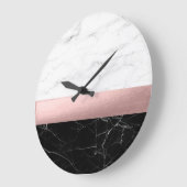 elegant modern, helder zwart marmer roos goud grote klok (Hoek)