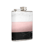 elegant modern, helder zwart marmer roos goud heupfles (Rechts)