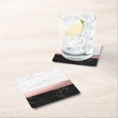 elegant modern, helder zwart marmer roos goud kartonnen onderzetters (Insitu)