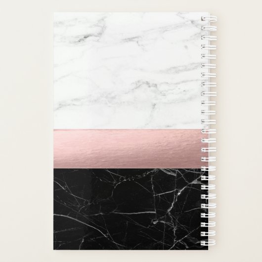 elegant modern, helder zwart marmer roos goud planner (Achterkant)