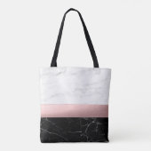 elegant modern, helder zwart marmer roos goud tote bag (Achterkant)