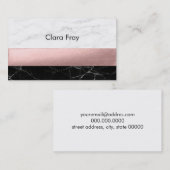 elegant modern, helder zwart marmer roos goud visitekaartje (Voorkant / Achterkant)