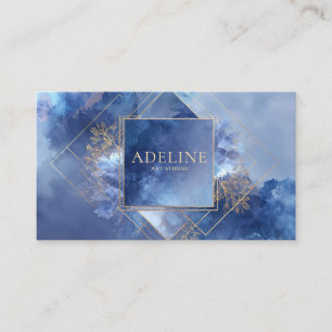 Elegant Modern Hemelsblauw Goud Geometrisch Visitekaartje