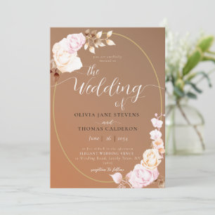 Elegant Modern Herfst Sienna Floral Lijst Wedding Kaart