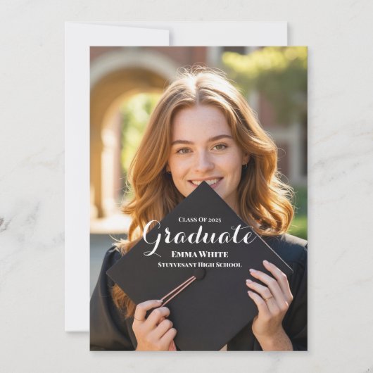 Elegant Modern High School Afstuderen aankondiging (Voorkant)
