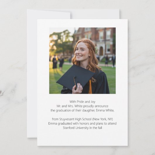 Elegant Modern High School Afstuderen aankondiging (Achterkant)