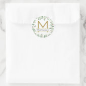 Elegant Modern Holiday Monogram Rood Groen en Goud Ronde Sticker (Tas)
