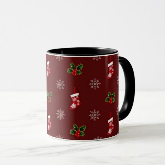 Elegant modern Holly laat Schattigee winterkerst a Mok (Voorkant rechts)