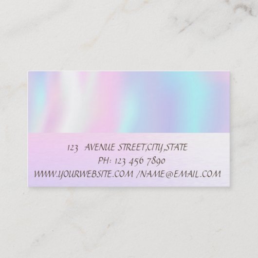 Elegant modern, holografisch, Confetti, nagelPools Visitekaartje (Achterkant)