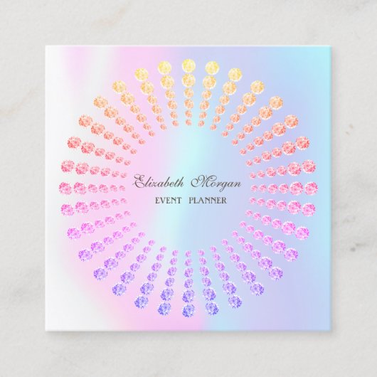 Elegant modern holografisch diamant vierkante visitekaartje (Voorkant)